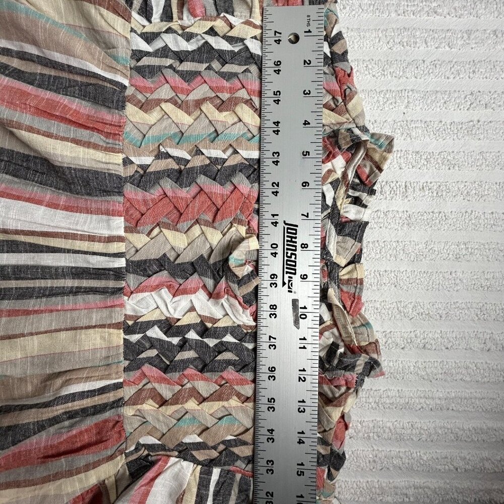 Jennifer & Grace Women's Flared Sleeves Weave Blouse Top Striped Cotton Size XL - Picture 7 of 10